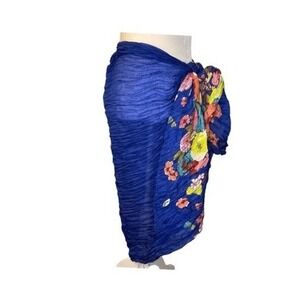 Mountain Mamas Sarong Scarf Cover Up Floral Print Blue Pink Yellow Wrap